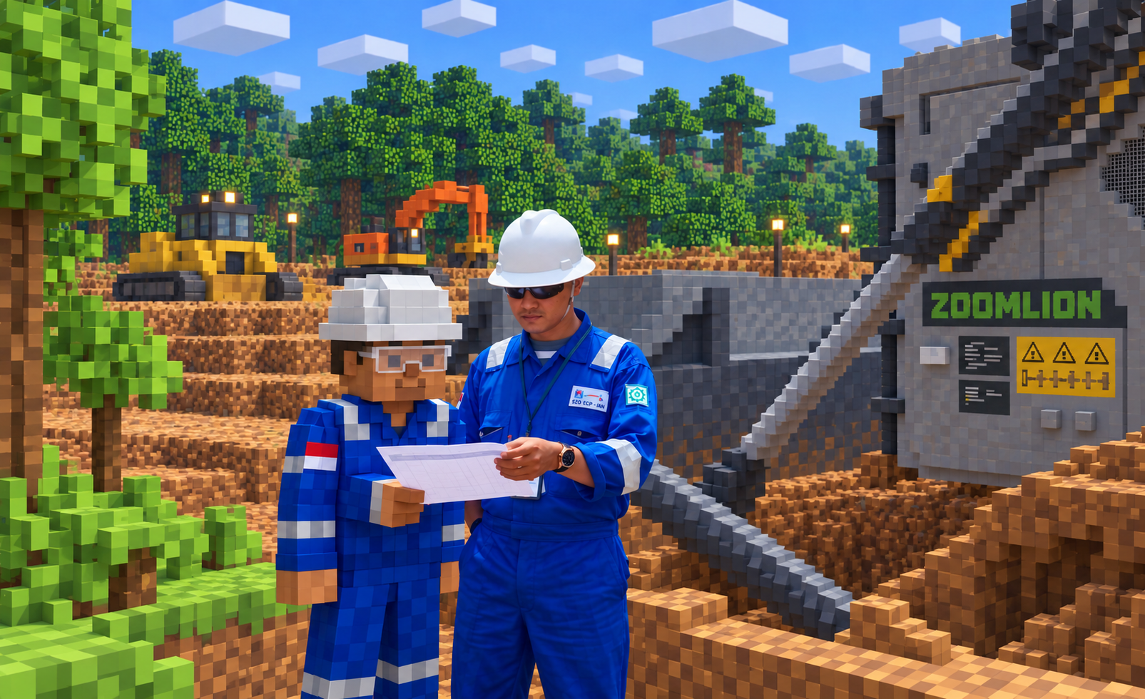 Rizky Mahreza conducting field operations with heavy equipment